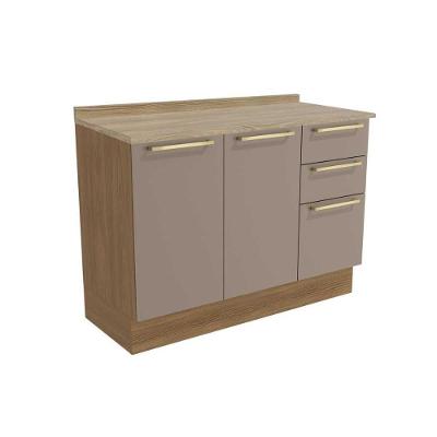 Balcão para Cozinha Botanic M624 2 Portas 3 Gavetas MDP 120CM Nogueira Fendi Kappesberg