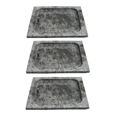 Conjunto de Pratos Quadrado Raso Servir Porção Pedra Sabão g 3 Peças Industria São Jose