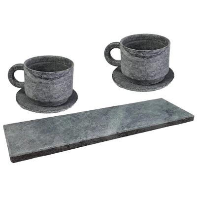 Kit 2 Xícaras de Chá com Pires e Tábua 2262X2e1177INDSJ Servir Bebidas Quentes Pedra Sabão Industria