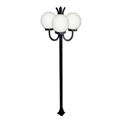 Poste Luminária Globo g Triplo Braço Curvo Cima Jardim Estilo Colonial Preto Bivolt Ouro Minas 200cm