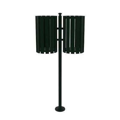 Lixeira de Rua Pátios Parques Dupla Tubular Metal Verde 151cm LPDV151UTD