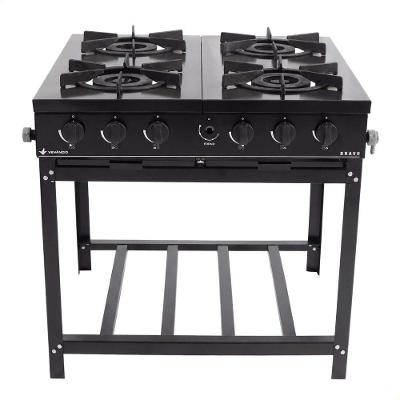 Fogão Industrial a Gás Bravo BR4BPR 23375 4 Bocas Mesa Esmaltada Easy Clean Preto Venâncio