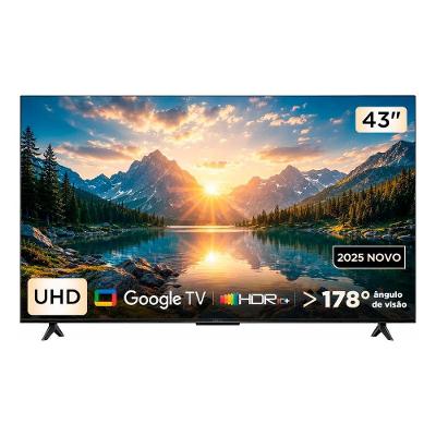 Smart TV LED Semp 43S62 43" 4K Ultra HD HVA Preto Google TV Wi-Fi Bluetooth HDR10+ Bivolt