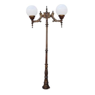 Poste para Jardim PT106-2-G Colonial Romano Alumínio Fundido Vidro 02 Globo Bivolt Luminárias N.