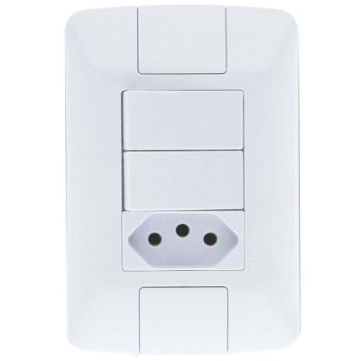 Conjunto 2 Interruptores Simples Aria 4 X 2250v/ 6a + 1 Tomada 2p + T250v/ 10a - Tramontina