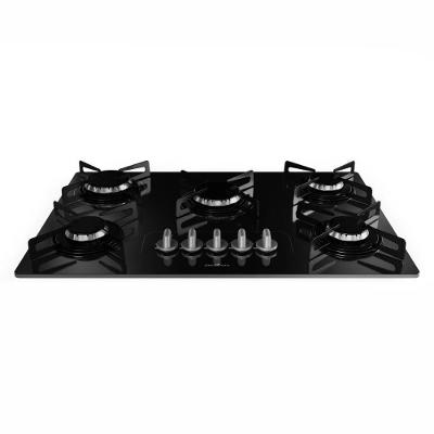 Cooktop a Gás Britânia BCT5P 5 Bocas Vidro Temperado Acendimento Superautomático Trempes Aço Esmaltado Preto Bivolt