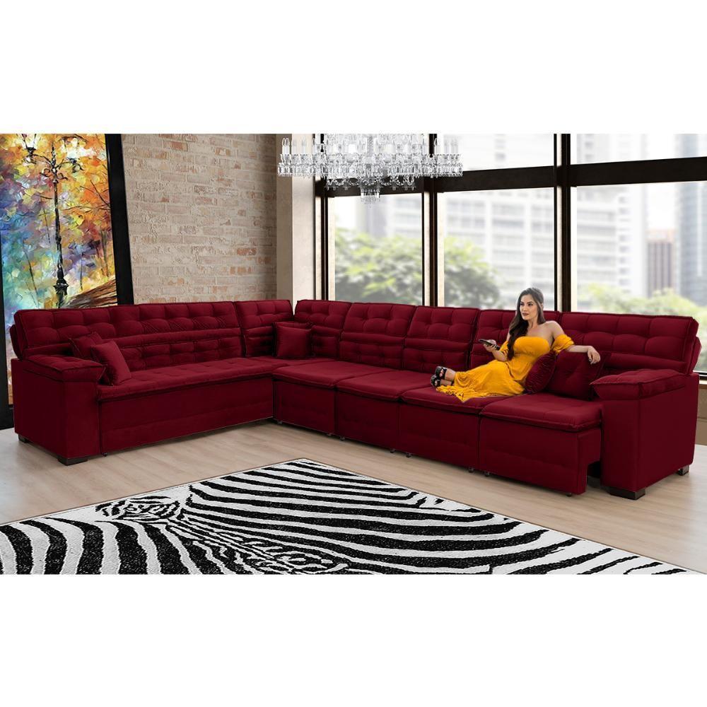 Sofá Magno 4.57x2.37m De Canto, Retrátil E Reclinável - Vinho - 2