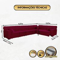 Sofá Magno 4.57x2.37m De Canto, Retrátil E Reclinável - Vinho