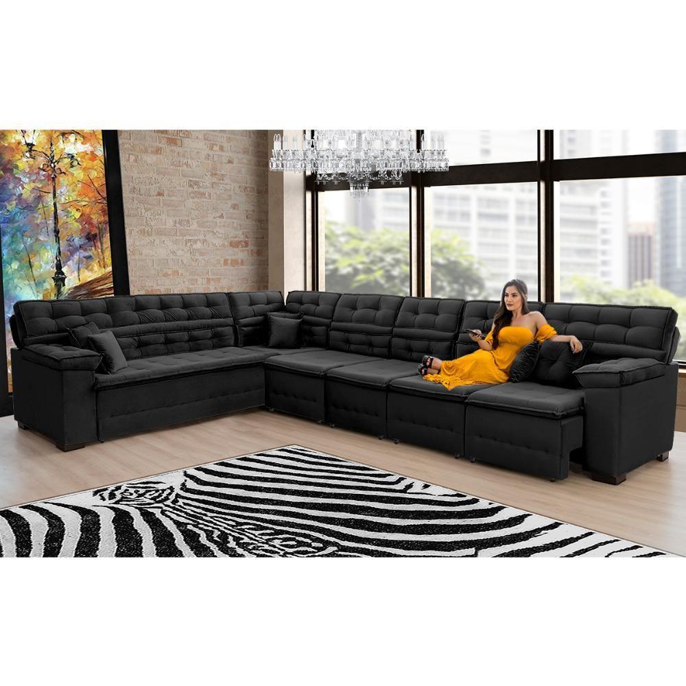 Sofá Magno 4.57x2.37m De Canto, Retrátil E Reclinável - Preto - 5