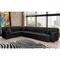 Sofá Magno 4.57x2.37m De Canto, Retrátil E Reclinável - Preto - 1