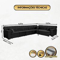 Sofá Magno 4.57x2.37m De Canto, Retrátil E Reclinável - Preto