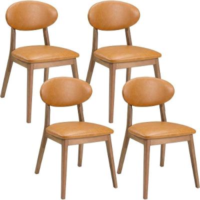 Kit 4 Cadeiras de Jantar Mirela Estrutura em Madeira Maciça Couríssimo Amêndoa Lyam Decor