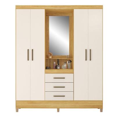 Guarda Roupa Casal Capelinha 4 Portas 3 Gavetas MDP Cinamomo e Off White Demóbile