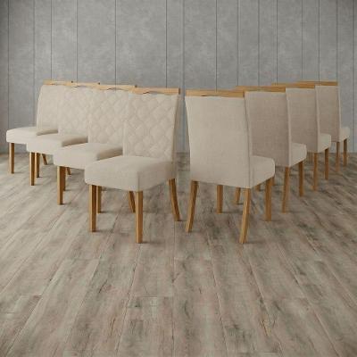 Conjunto 8 Cadeiras Layla Select Estrutura MDF-MDP Suede Bege Casa 812