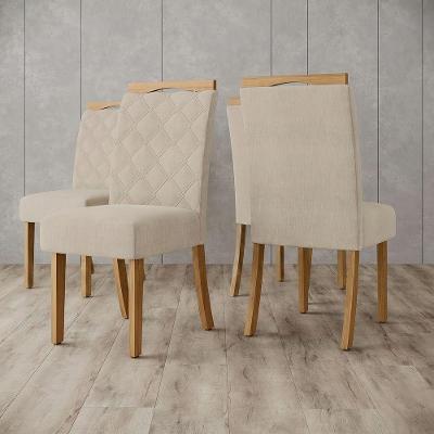 Conjunto 4 Cadeiras Layla Select Estrutura MDF-MDP Suede Bege Casa 812