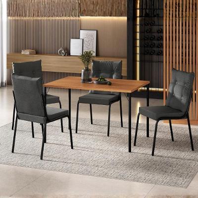 Conjunto Sala De Jantar 4 Cadeiras Prada Carraro Nogal Preto
