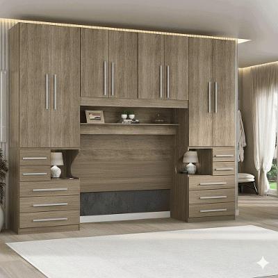 Guarda Roupa Casal King Size 1223SK 4 Portas 10 Gavetas MDF-MDP Castanho Móveis Ilan 343CM