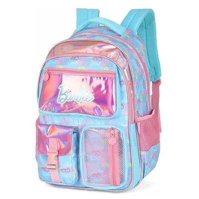 Mochila Luxcel MS49961BB Costas Juvenil Barbie Holografica Azul Rosa Feminina