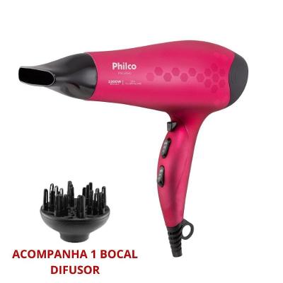 Secador de Cabelos Philco Cherry PSC2350 2200W Tourmaline 3 Temperaturas Rosa Bivolt