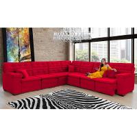 Sofá Magno 3.77x3.32m De Canto, Retrátil E Reclinável - Vermelho - 3