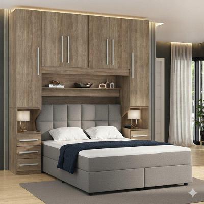 Guarda Roupa Casal 1220sk 5 Portas de Bater 6 Gavetas MDF-MDP Castanho Móveis Ilan