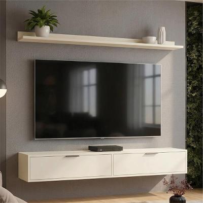 Rack Tv Z49 65 Pol 160CM MDP Portas Basculantes Off White Lila Mpozenato