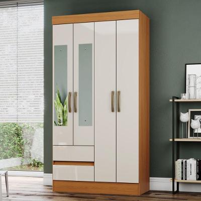 Guarda Roupa Solteiro Layla Lux 4 Portas 2 Gavetas MDP Cinamomo-off White Casa 812 90CM