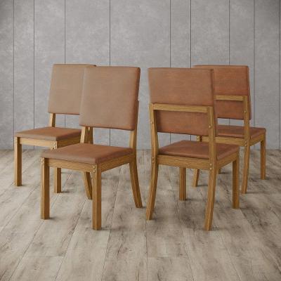Conjunto 4 Cadeiras Layla Diamond Estrutura MDF-MDP Revestimento Linho Caramelo Casa 812