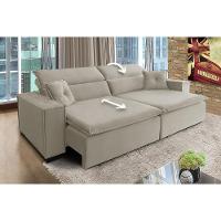 Sofá Londres 2.70m Retrátil E Reclinável Pillow Top - Bege