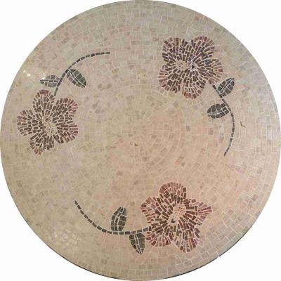 Tampo de Mesa Magnum Hibiscus Redonda em Mosaico Resistente à Umidade Bege 150CM Mosaico