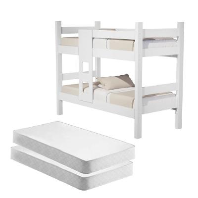 Beliche Solteiro Villa do Cedro com Colchões MDF Branco Cambel Móveis