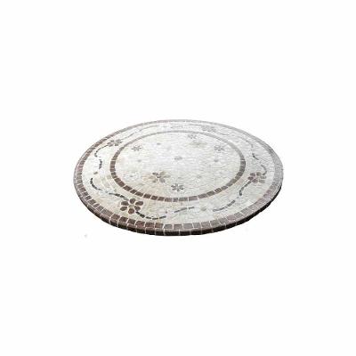 Tampo de Mesa Doppio Festoni Redonda em Vidro com Mosaico Floral Vermelho 100CM Mosaico