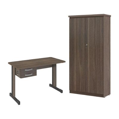 Conjunto para Escritório Lumeus Affara 2 Portas 2 Gavetas MDP 120CM Marrom