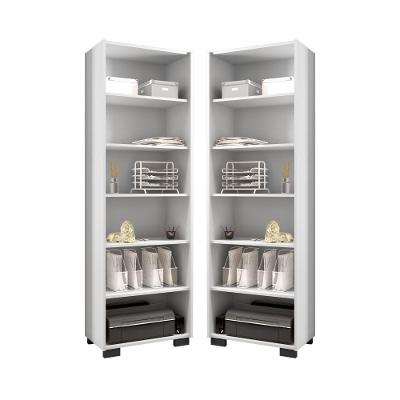 Conjunto de Livreiros Anastasia 6 Prateleiras 6 Nichos Branco Leão Móveis