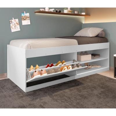 Cama Box com Colchão Solteiro Cama Box Yara com Colchão Branco Framar