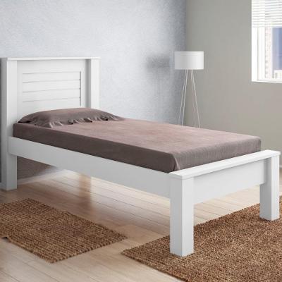 Cama Box com Colchão Solteiro Roma Branco Espuma Framar
