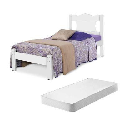 Cama Solteiro Virgil com Colchão MDF MDP Marrom Branco Casah