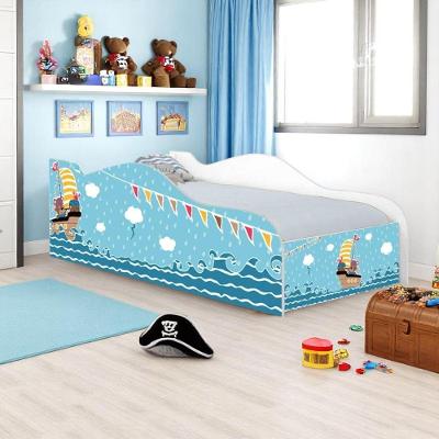 Cama Solteiro Infantil Ursinhos Pirata MDF Branco com Colchão Casah