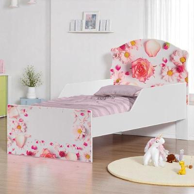 Cama Infantil com Colchão Rosas Simples MDF Branco Mini Cama Cambel Móveis