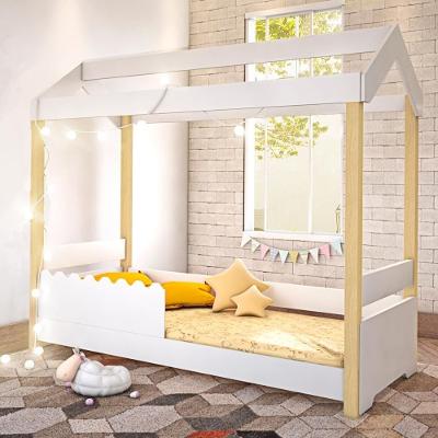 Cama Infantil Bosque Alto com LED MDF Branco Divaloto Móveis