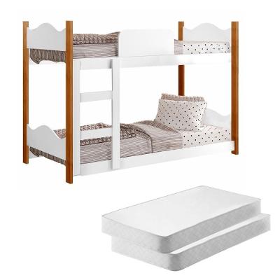 Beliche Infantil Ayla com Colchões MDF-MDP Branco Gabrielli Móveis