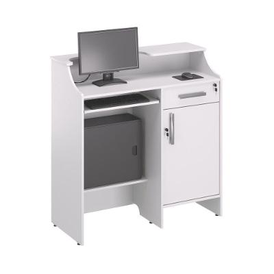 Balcão de Atendimento Balcao Caixa Stamp com Gaveta Função Atendimento Branco Plata Móveis