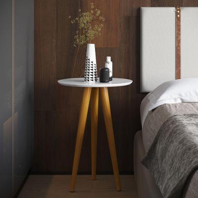 Mesa Lateral Violeta Redonda MDF 46CM Branco OFT Móveis