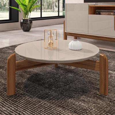 Mesa de Centro Chris Redondo MDF 64CM Off White Cedro Casa D Móveis