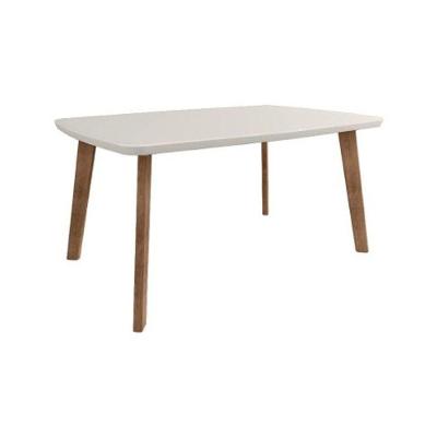 Mesa de Jantar Natura 4 Lugares Retangular MDF Off White Cinza RV Móveis