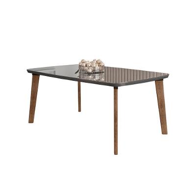 Mesa de Jantar Mesa Oblonga Maruno 4 Lugares Retangular Tampo MDF Grafite RV Móveis