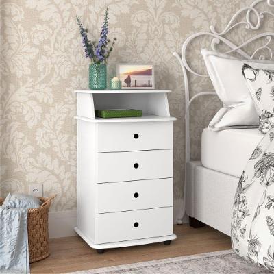Mesa de Cabeceira Lux II 4 Gavetas MDF-MDP Madeira EJ Móveis