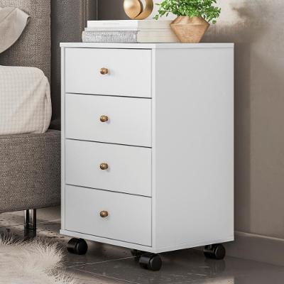 Mesa de Cabeceira Isla 4 Gavetas Rodízios Branco Demóbile