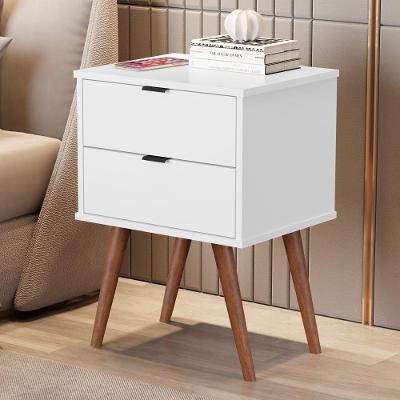 Mesa de Cabeceira Aurélia 2 Gavetas Retrô Branco Bechara Móveis