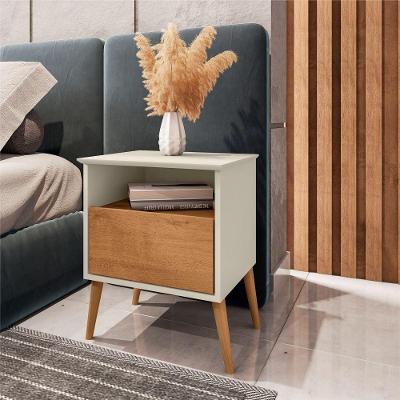 Mesa de Cabeceira Londres 1 Gaveta Retrô Off White Naturalle Bechara Móveis